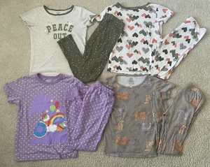 Girls Lot PJs Carters Pajamas Sets Short Sleeve Pant Cotton Spring 4 Pairs Sz 10 - Picture 1 of 10
