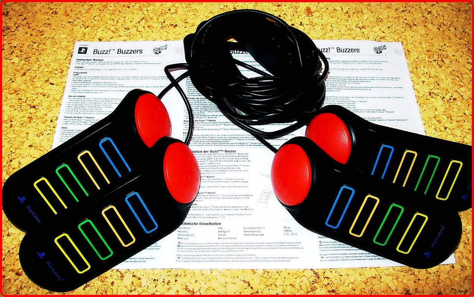 PS2/PS3 BUZZ - QUIZ BUZZER MIT CA 4 METER USB KABEL FÜR BISZU 4 PERSONEN* - Bild 1 von 1