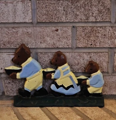 De colección 1991 MMA hierro fundido tope de puerta cuento de hadas tres pequeños osos con gachas Foto 1 de 4