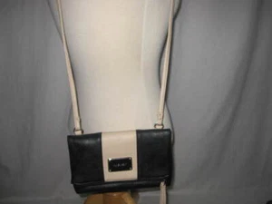 Nine West Black Creme Fold Over Crossbody NWOT - Picture 1 of 9
