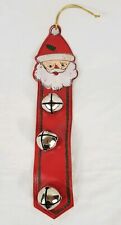 Vintage 1960s Santa Claus 13" Door Strap Jingle Bells - Red + Silver Horse Bells