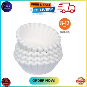 Coffee Filters 8-12 Cup, 200 Count, Basket Coffee Filter, Paper Filters White - Picture 1 of 9