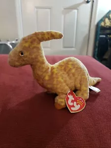 "Ty Beanie Babies 2002 ""Tooter"" The Dinosaur 8" peluche animal de juguete - Imagen 1 de 8