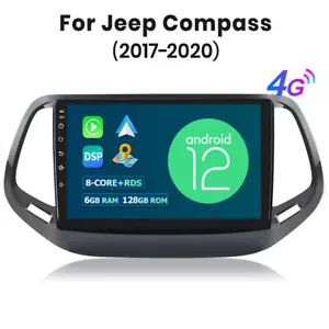 Carplay 6+128GB For Jeep Compass 2017-2020 Car Radio GPS Sat NaVI BT RDS DAB+ BT - Picture 1 of 11