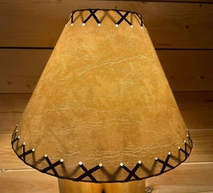 Rustic FAUX Leather Hardback Round Lamp Shade - 14" - Picture 1 of 8