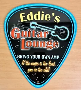 Eddie's Guitar Lounge - Insegna a forma di plettro per chitarra - legno pressato? - Foto 1 di 5