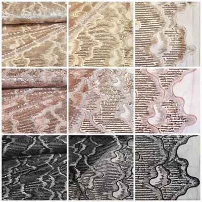 Pailletten Stoff Tüllstoff bestickt Tüll Glitzer Transparent Bekleidung Deko - Bild 1 von 2