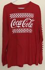 Coca Cola Crew Neck Long Sleeve Red T-Shirt Size 1X Racing Stripes front sleeve