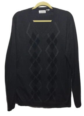 CONCEPTS By Claiborne mens L-XL? v neck argyle cotton knit sweater gray - Image 1 of 3