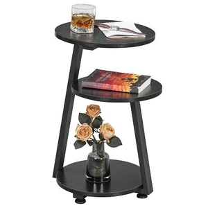 Round End Table Side Table with Metal Frame Accent Table Nightstand Bedside T... - Picture 1 of 7