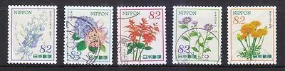 JAPAN 2015 'OMOTENASHI' (HOSPITALITY) FLOWERS SERIES 3 82 YEN SET 5 STAMPS USED - Image 1 of 4