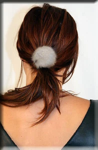 New Sapphire Mink Fur Ball with Scrunchy Scrunchie Scrunchies - Efurs4less - Picture 1 of 2