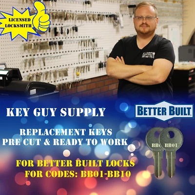 BB01-BB10. Pair of keys For BETTER BUILT Truck locks Cut 2 your Code, Locksmith