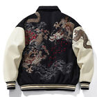 Men Dragon Embroidery Lapel Baseball Jacket Cotton Jacket Thickened Warmth Coats