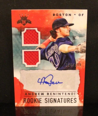 2017 Panini Diamond Kings Andrew Benintendi RC Dual JSY/Auto 124/299 $64.99 - Image 1 of 2