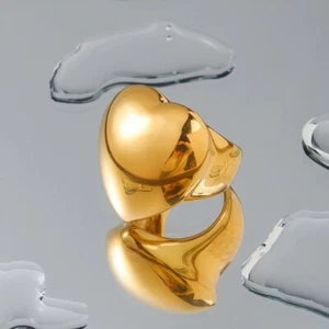 Designer Herz ❤️ Statement Oversized Ring 18k Gold Plättchen Grob Gr. 8 - Bild 1 von 10