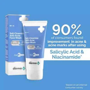 The Derma Co Sali-Cinamide Anti-Acne Face Wash with 2% Salicylic Acid 80ml - Picture 1 of 6