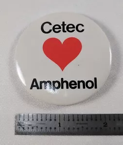 Pin Corazón CETEC De Colección ANFENOL Negro, Rojo y Blanco Pinback Electrónica Promoción - Imagen 1 de 2