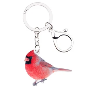 Acrylic Red Northern Cardinal Bird Keychains Car Key Ring Animals Charms Jewelry - Picture 1 of 5