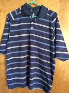 Camisa polo informal Bolle Golf Tech para hombre azul a rayas talla M manga corta defecto (L9) - Imagen 1 de 5