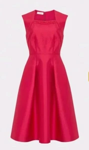 New Hobbs Julietta Silk Blend Fit And Flare Dress Fuchsia Pink Occasion Size 14 - Picture 1 of 19