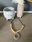 Silpada N1837 Yellow Serpentine Jade Bead & Disc Sterling Silver Necklace EUC