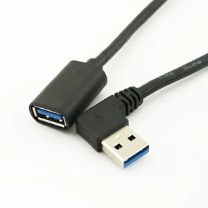 1.5FT Super Fast USB 3.0 A Male Left Angled To 3.0 A Female Socket Adapter Cable - Picture 1 of 5