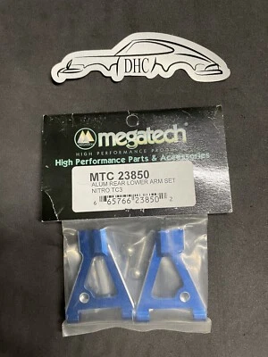 Megatech Vintage RC Car Part # MTC23850 Blue Alum. Rear Lower Arms for Nitro TC3 - Image 1 of 2