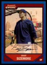 2007 Bowman Chrome Blue Refractors Grady Sizemore 057/150 Cleveland Indians #107
