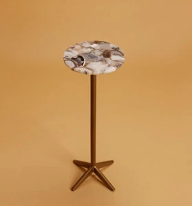 Grey Agate Stone Drink Table, Side Marble Table, End Table For Home Decor - Picture 1 of 5