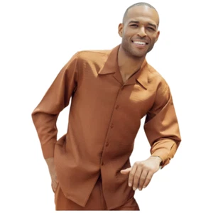 Men's MONTIQUE Two Piece Set Walking Leisure Suit 2372 Cognac Tone on Tone - Picture 1 of 15