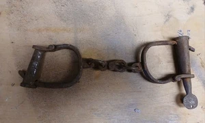 Antique Iron Shackles or Handcuffs Fully Functional With Key Antique  Restraints - Picture 1 of 11