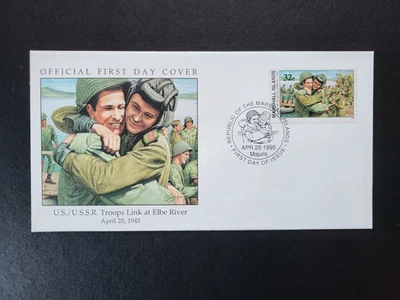 Marshall Islands WW2 WWII FDC - US/USSR Troops Link at Elbe River - Sc# 510 - Image 1 of 2