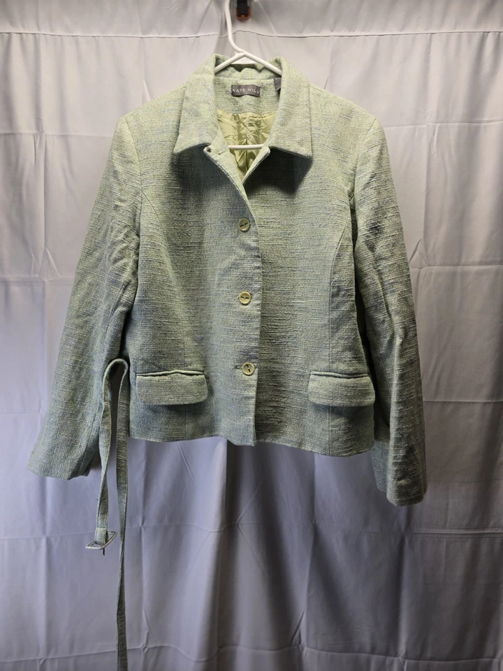 kate hill 女式长袖西装夹克和半身裙套装 18 码浅绿色  — 第 1/4 张图片