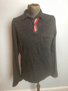 Vintage Herren 60er 60s Polo dunkel anthrazit grau LS L Large " - Bild 1 von 7
