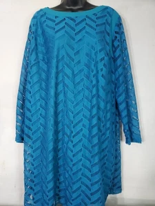 AGB Dress Women's Size 18W Sheer Lined 3/4 Sleeve Cut Out Zig Zag Design - Picture 1 of 13