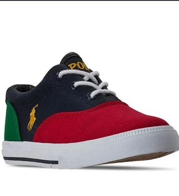 Polo Ralph Lauren Vaughn II Child Infant  Toddler Navy Red Sneaker Canvas SZ 11 - Image 1 of 4