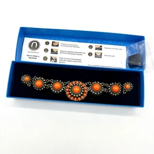 Necklettes Magnetic Southwestern Garmet Jewelry Necklace Orange Gold Tone - Picture 1 of 4