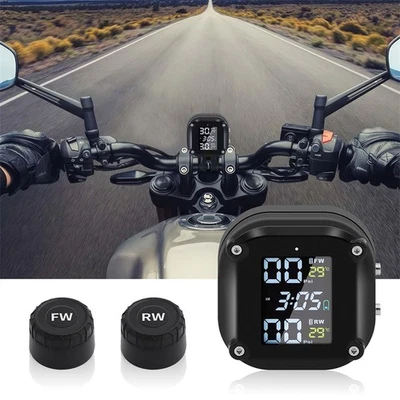Wireless Motorcycle TPMS Tire Tyre Pressure Monitor System +2 External Sensors - Image 1 of 4