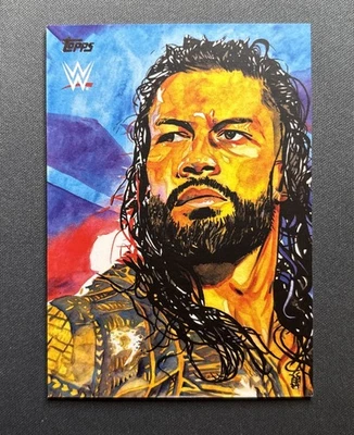 2021 Topps WWE Undisputed Roman Reigns Rob Schamberger Sketch Art Card RS-7 - Image 1 of 2