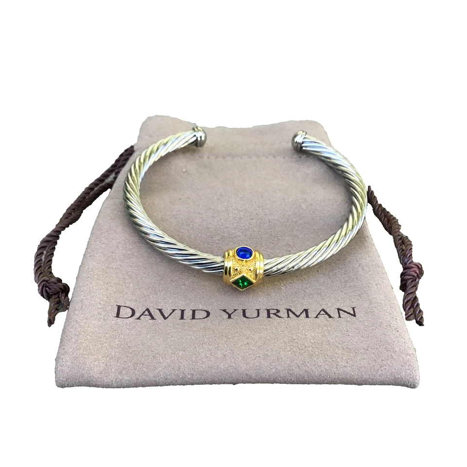 Pulsera Renacentista David Yurman Cromo Diópsido Topacio Azul Plata de Ley 925 Foto 1 de 4