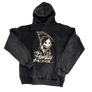 Padilla Peril Designer Graphic Thrashed Black Hoodie Sz L - Picture 1 of 3