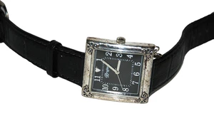 BRIGHTON St. Moritz Damenuhr Quarz versilbert schwarzes Ziffernblatt große Zahlen - Bild 1 von 15