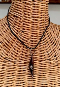 HandCrafted Vintage German Brutalist Bronze Brass Pearl Pendant on Rubber Chain - Picture 1 of 6