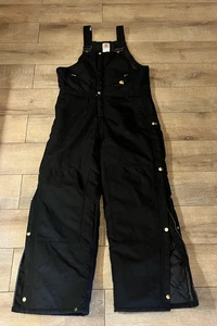 Salopette bavaglino uomo vintage USA Carhartt Yukon Arctic R12 trapuntata isolata 34X30 nera - Foto 1 di 15