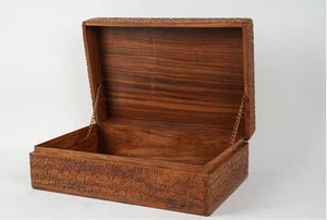 Ornate Rosewood Box 18 x 12 W x 6" Carved Mughal Chest Trunk Storage MSRP: $237 - Picture 1 of 9