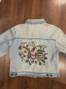 Newport News Jeanology Collection Embroidered Jean Jacket Size 10 Youth/teen - Picture 1 of 8