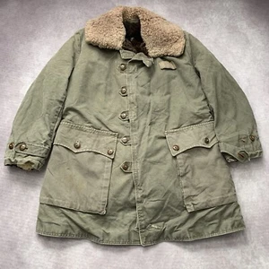 MATS LARSSON Vintage WWII 1940's Swedish Sheepskin Shearling Parka Size Large - Picture 1 of 24