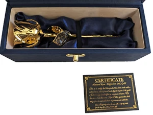 24k Gold Dipped Rose Love Picker Display Case Certificate Of Authenticity - Picture 1 of 9