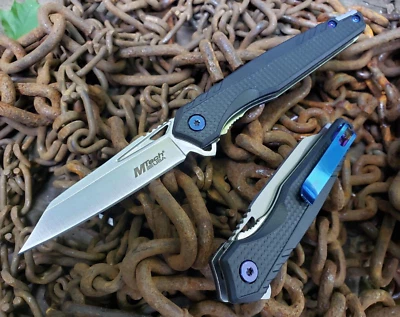 Slim Black Silver Spring Assisted Pocket Knife Tip Up Carry EDC Light 2.7 oz - Image 1 of 4